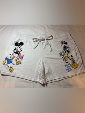 Disney White Women's Casual Lounge Shorts with Character Accents